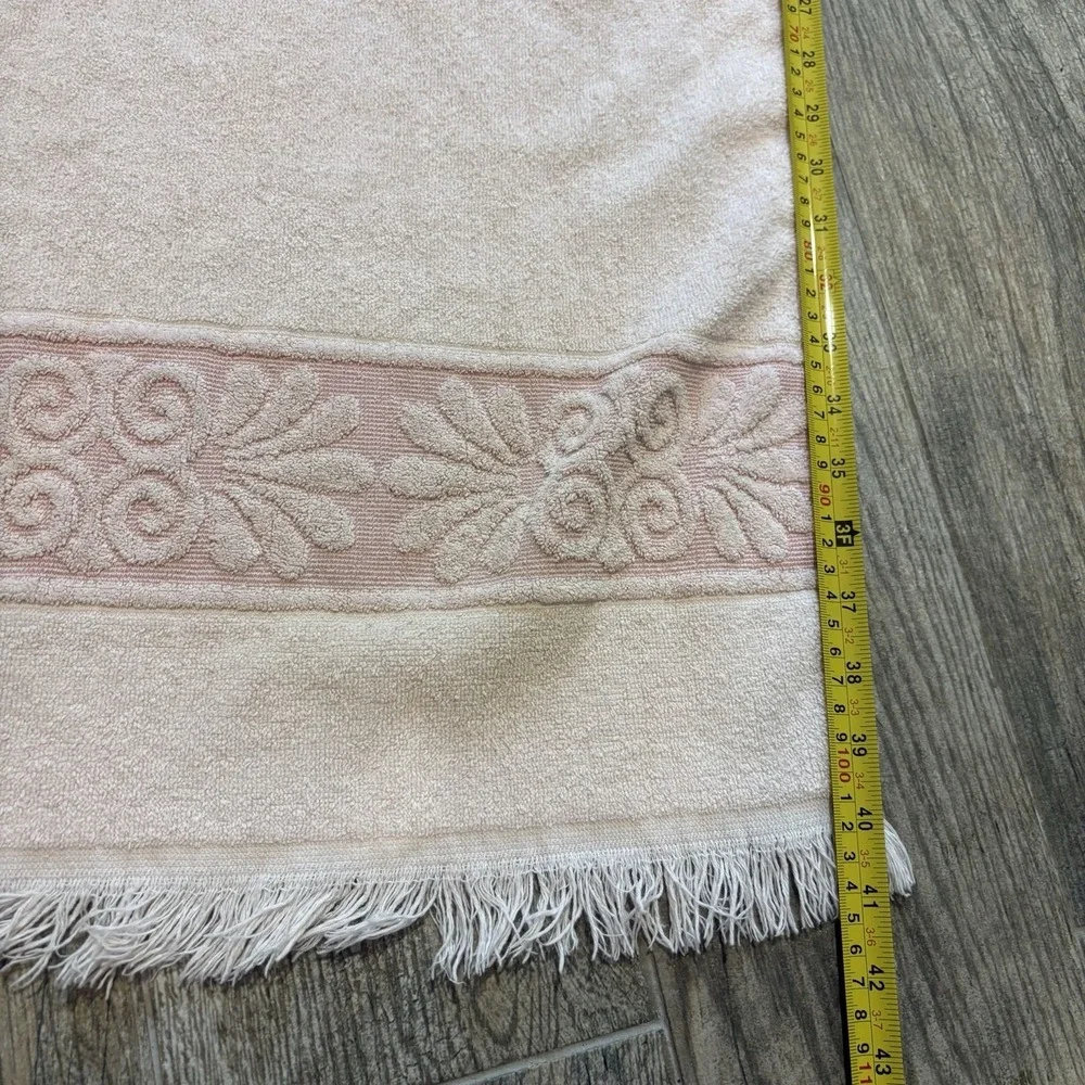 Vintage Cannon Monticello Bath Towel Sculpted Fringe Peach Pink USA 21 x 41